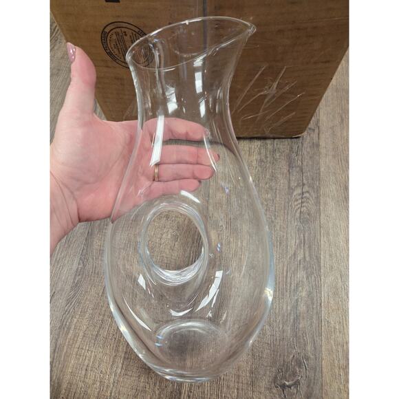 Polish Clear Glass Doughnut Donut Hole Pitcher Decanter Hand Blown Poland - Picture 4 of 10